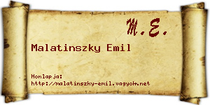 Malatinszky Emil névjegykártya