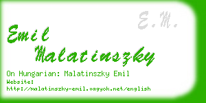 emil malatinszky business card